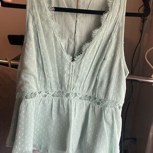 Abercrombie and Fitch mint green Swissdot blouse